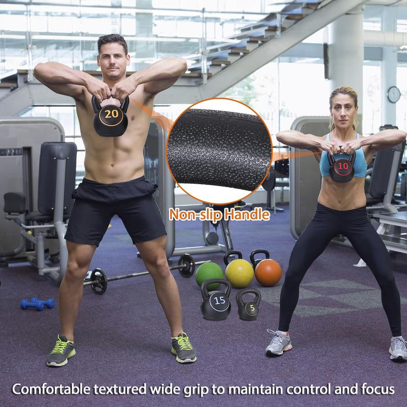 ZENY 4 Piece Kettlebell Set - 5Lb 10Lb 15Lb 20Lb Workout Fitness Weight Set Wide Grap