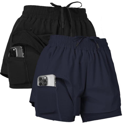 Ultra Performance Gym Shorts Women Pack of 2, Nylon Compression Workout Shorts Women with Liner