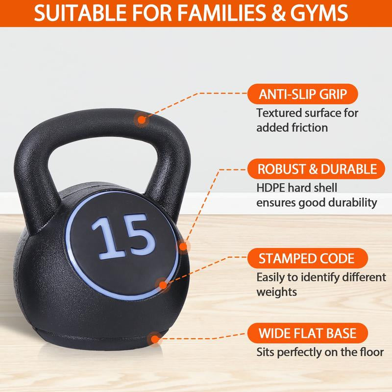 ZENY 4 Piece Kettlebell Set - 5Lb 10Lb 15Lb 20Lb Workout Fitness Weight Set Wide Grap