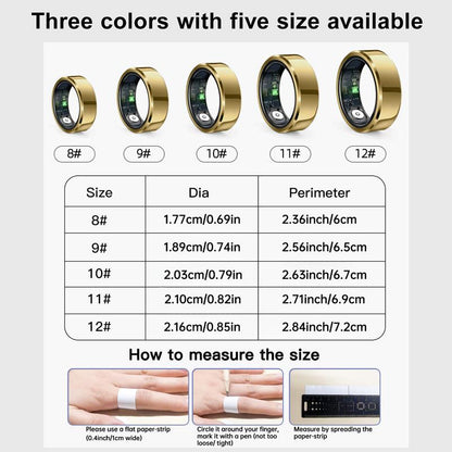 Smart Health Ring for Women Men Fitness Tracker with Heart Rate, Sleep Monitoring, Step Counting, IP68 Waterproof for Iphone and Android, No Subscription Fee