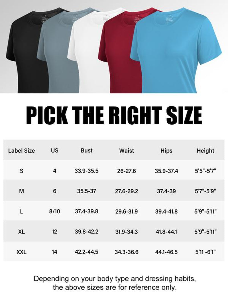 TELALEO 5 Value Pack Workout Shirts for Women Short Sleeve Athletic Active Tops Quick Dry Crew Neck T Shirt for Running Tennis Dealsforyoudays